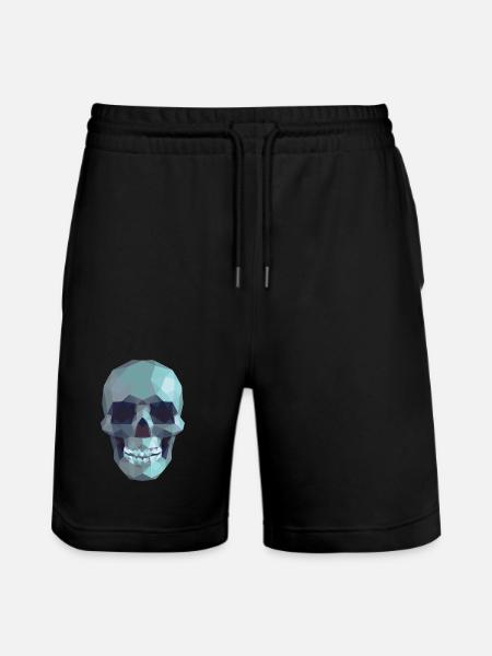 Low Poly Blue Skull – Geometrisch-Gotik-Stil - Stanley/Stella Unisex Bio Joggingshorts Trainer - Schwarz