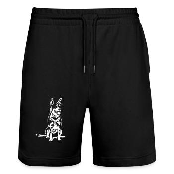 Australian Cattle Dog "Black Edition" - Stanley/Stella Trainer Unisex Organic Jogging Shorts - black - Front - Nik (191cm) & Marisol (170cm)
