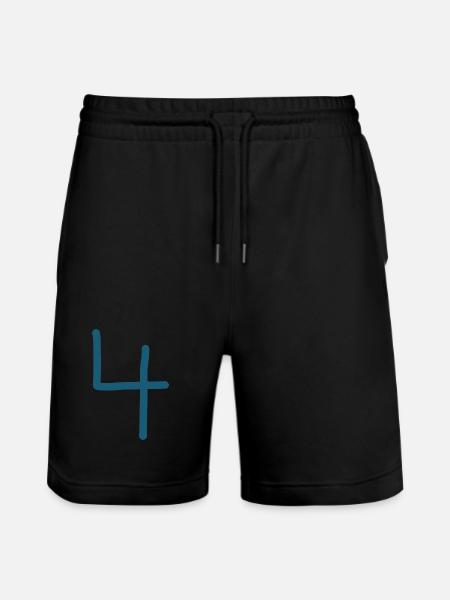 4 Number four number birthday - Stanley/Stella Trainer Unisex Organic Jogging Shorts - black