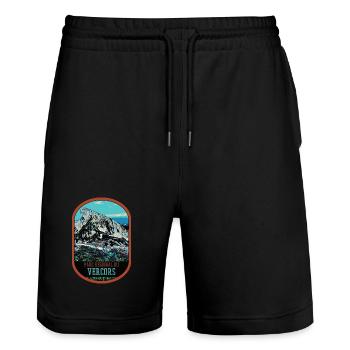 Original illustration Vercors Regional Park - Stanley/Stella Trainer Unisex Organic Jogging Shorts - black - Front - Nik (191cm) & Marisol (170cm)