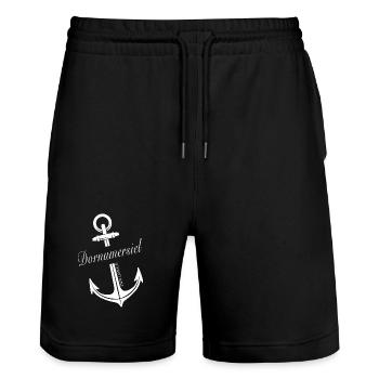 Dornumersiel - Stanley/Stella Unisex Bio Joggingshorts Trainer  - Schwarz - Vorne - Nik (191cm) & Marisol (170cm)
