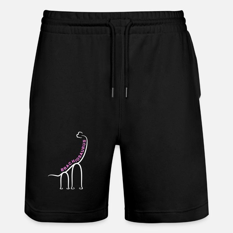 Dinosaurier Brachiosaurus Dino Liniengrafik - Stanley/Stella Unisex Bio Joggingshorts Trainer - Schwarz