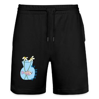 Fish in a jar - Stanley/Stella Trainer Unisex Organic Jogging Shorts - black - Front - Nik (191cm) & Marisol (170cm)