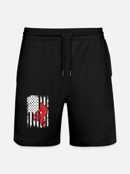 BMX USA Flag - Stanley/Stella Trainer Unisex Organic Jogging Shorts - black