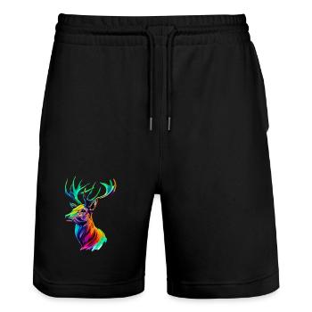Deer - Stanley/Stella Trainer Unisex Organic Jogging Shorts - black - Front - Nik (191cm) & Marisol (170cm)