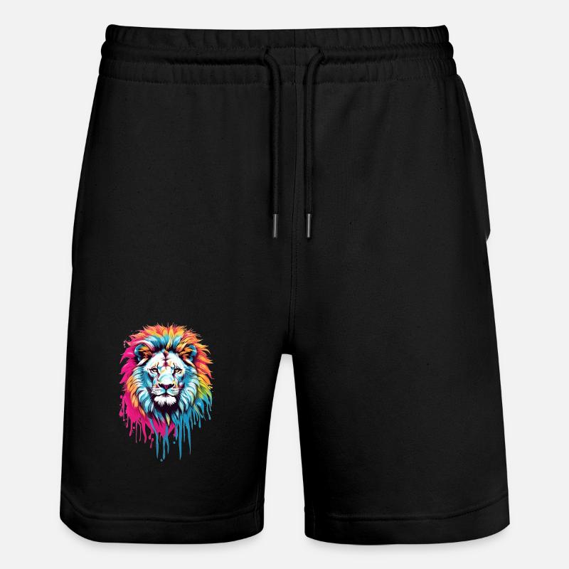 Bunter Löwenkopf - Stanley/Stella Unisex Bio Joggingshorts Trainer  - Schwarz