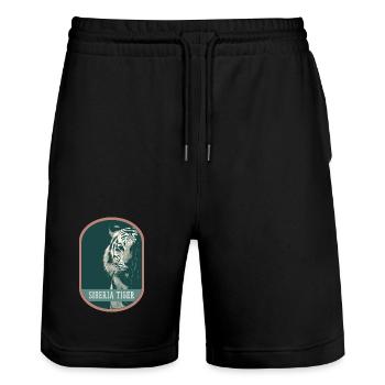 Bengal Tiger Portrait Patch: Indian Fauna - Stanley/Stella Trainer Unisex Organic Jogging Shorts - black - Front - Nik (191cm) & Marisol (170cm)