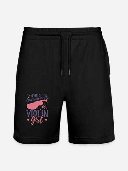 Never underestimate a violinist - Stanley/Stella Trainer Unisex Organic Jogging Shorts - black