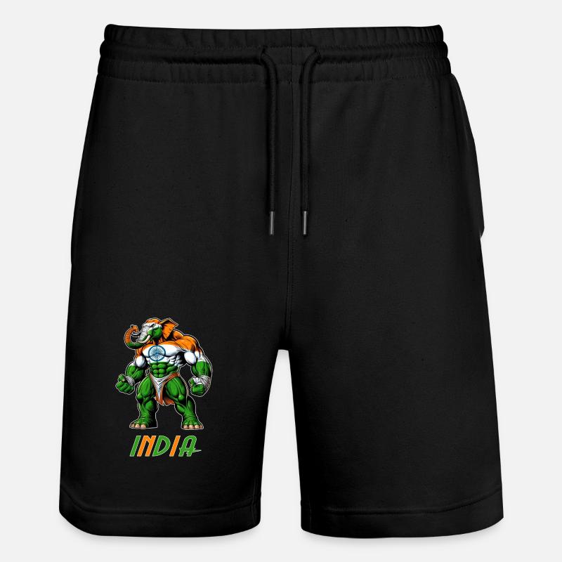 India elephant flag design - Stanley/Stella Trainer Unisex Organic Jogging Shorts - black