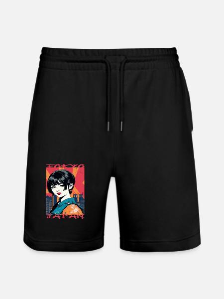 Tokyo Japan - Stanley/Stella Trainer Unisex Organic Jogging Shorts - black