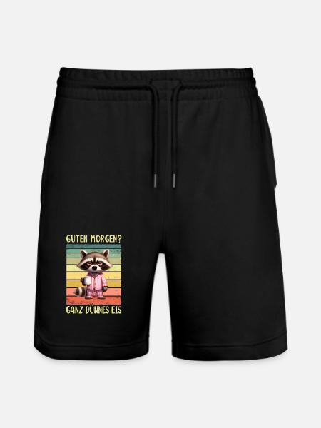 Waschbär Morgenmuffel - Stanley/Stella Unisex Bio Joggingshorts Trainer  - Schwarz