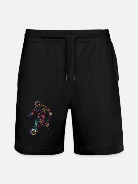 Soccer Player Line Art - Stanley/Stella Trainer Unisex Organic Jogging Shorts - black
