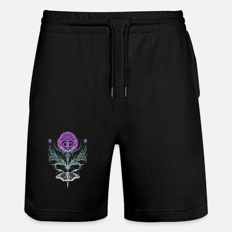 Distel mit Schmetterling Mutterknoten - Stanley/Stella Unisex Bio Joggingshorts Trainer  - Schwarz