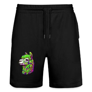 Alpaca - Stanley/Stella Trainer Unisex Organic Jogging Shorts - black - Front - Nik (191cm) & Marisol (170cm)