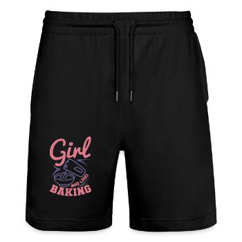 Bäckerin - Stanley/Stella Unisex Bio Joggingshorts Trainer  - Schwarz - Vorne - Nik (191cm) & Marisol (170cm)