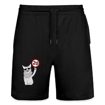 Geburtstag 20 - Stanley/Stella Unisex Bio Joggingshorts Trainer  - Schwarz - Vorne - Nik (191cm) & Marisol (170cm)