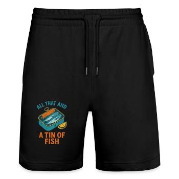 Retro Sardine Slice – Summer Pop - Stanley/Stella Unisex Bio Joggingshorts Trainer  - Schwarz - Vorne - Nik (191cm) & Marisol (170cm)
