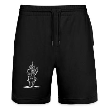 Joueur de cornemuse écossais en kilt - Short de jogging bio TRAINER Stanley/Stella unisexe - noir - Devant - Nik (191cm) & Marisol (170cm)