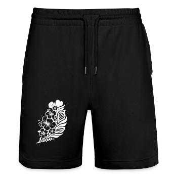 Motif floral tropical pour les vêtements d’été - Short de jogging bio TRAINER Stanley/Stella unisexe - noir - Devant - Nik (191cm) & Marisol (170cm)