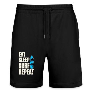 Eat Sleep Surf Repeat - Stanley/Stella Trainer Unisex Organic Jogging Shorts - black - Front - Nik (191cm) & Marisol (170cm)