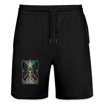 Elektrisches geflügeltes Auge Engel Mensch Illustration - Stanley/Stella Unisex Bio Joggingshorts Trainer  - Schwarz - Vorne - Nik (191cm) & Marisol (170cm)