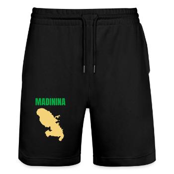 Madinina Martinique map t-shirt - Stanley/Stella Trainer Unisex Organic Jogging Shorts - black - Front - Nik (191cm) & Marisol (170cm)