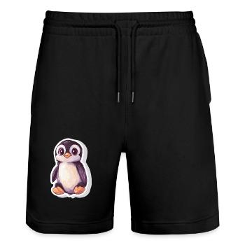 Pingouin - Short de jogging bio TRAINER Stanley/Stella unisexe - noir - Devant - Nik (191cm) & Marisol (170cm)