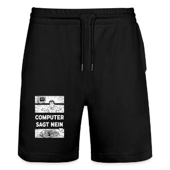 Computer says no Retro Humor - Stanley/Stella Trainer Unisex Organic Jogging Shorts - black - Front - Nik (191cm) & Marisol (170cm)