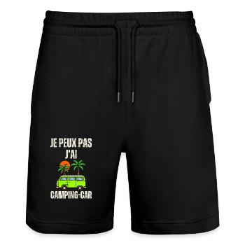 Camping Car Palm Soleil - Short de jogging bio TRAINER Stanley/Stella unisexe - noir - Devant - Nik (191cm) & Marisol (170cm)