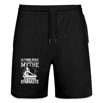 The ideal woman, a myth unless she is a gymnast - Stanley/Stella Trainer Unisex Organic Jogging Shorts - black - Front - Nik (191cm) & Marisol (170cm)