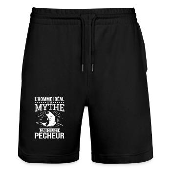 The ideal man a myth unless he is a fisherman - Stanley/Stella Trainer Unisex Organic Jogging Shorts - black - Front - Nik (191cm) & Marisol (170cm)