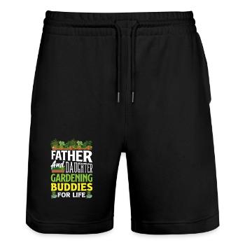 Cadeaux pour les jardins et les amoureux des plantes - Short de jogging bio TRAINER Stanley/Stella unisexe - noir - Devant - Nik (191cm) & Marisol (170cm)