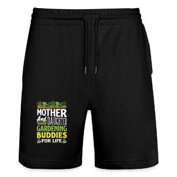 Garden & Plant Lovers Gifts - Stanley/Stella Trainer Unisex Organic Jogging Shorts - black - Front - Nik (191cm) & Marisol (170cm)