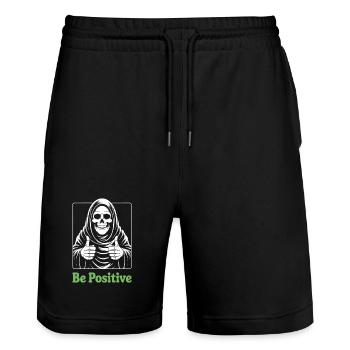 Be Positive Grim Reaper - Stanley/Stella Trainer Unisex Organic Jogging Shorts - black - Front - Nik (191cm) & Marisol (170cm)