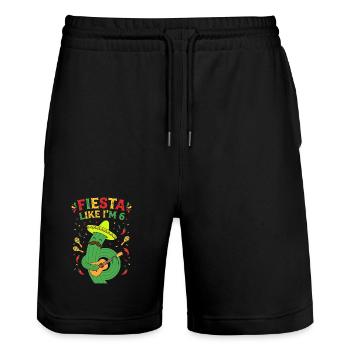 Fiesta Like I'm 6 Kaktus - Stanley/Stella Unisex Bio Joggingshorts Trainer  - Schwarz - Vorne - Nik (191cm) & Marisol (170cm)