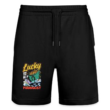 Pharmacist Pharmaceutical Technical - Stanley/Stella Trainer Unisex Organic Jogging Shorts - black - Front - Nik (191cm) & Marisol (170cm)