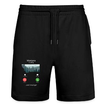Le Montana m’appelle et je dois partir en voyage rétro dans la nature - Short de jogging bio TRAINER Stanley/Stella unisexe - noir - Devant - Nik (191cm) & Marisol (170cm)