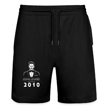 16. Geburtstag Living Legend (GENT) since 02/2010 - Stanley/Stella Trainer Unisex Organic Jogging Shorts - black - Front - Nik (191cm) & Marisol (170cm)