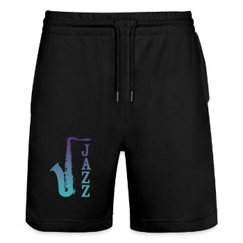 Jazz Saxo - Stanley/Stella Unisex Bio Joggingshorts Trainer  - Schwarz - Vorne - Nik (191cm) & Marisol (170cm)