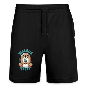 Walrus Treat Eiscreme - Stanley/Stella Unisex Bio Joggingshorts Trainer  - Schwarz - Vorne - Nik (191cm) & Marisol (170cm)