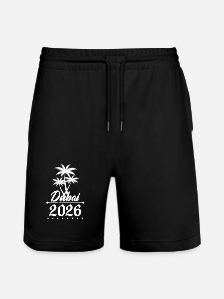 Dubai 2026 Palmen Emblem - Stanley/Stella Unisex Bio Joggingshorts Trainer - Schwarz
