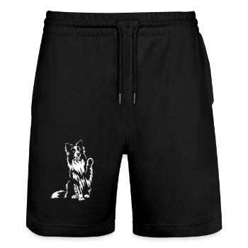 Border Collie « Édition Noire » - Short de jogging bio TRAINER Stanley/Stella unisexe - noir - Devant - Nik (191cm) & Marisol (170cm)