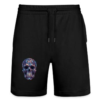 Geometrischer Schädel in Farbpracht - Stanley/Stella Unisex Bio Joggingshorts Trainer  - Schwarz - Vorne - Nik (191cm) & Marisol (170cm)