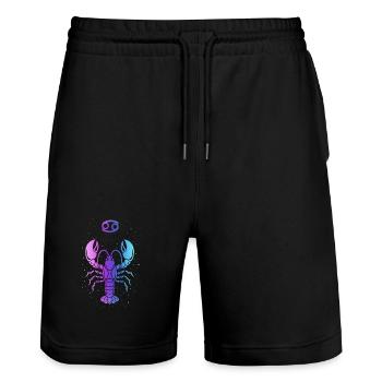 Cancer Zodiac Sign – Retro Neon Style – Astrology - Stanley/Stella Trainer Unisex Organic Jogging Shorts - black - Front - Nik (191cm) & Marisol (170cm)