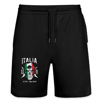 ITALIEN Italia Fußball Fan Totenkopf Flagge - Stanley/Stella Unisex Bio Joggingshorts Trainer  - Schwarz - Vorne - Nik (191cm) & Marisol (170cm)