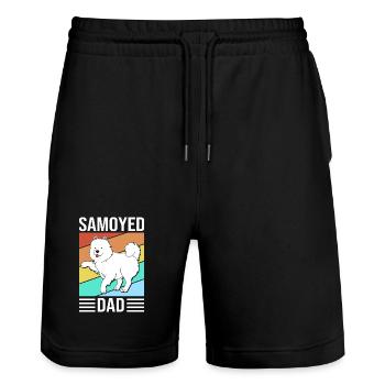 Samojede - Stanley/Stella Unisex Bio Joggingshorts Trainer  - Schwarz - Vorne - Nik (191cm) & Marisol (170cm)