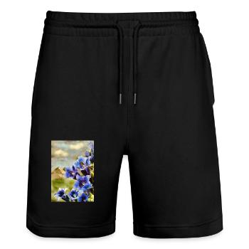 Enzian_DAP_Beliard_8 - Stanley/Stella Unisex Bio Joggingshorts Trainer  - Schwarz - Vorne - Nik (191cm) & Marisol (170cm)