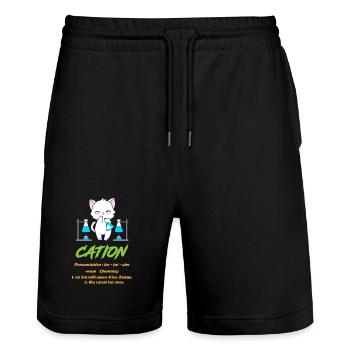Chemistry Teacher Chemistry Chemist - Stanley/Stella Trainer Unisex Organic Jogging Shorts - black - Front - Nik (191cm) & Marisol (170cm)