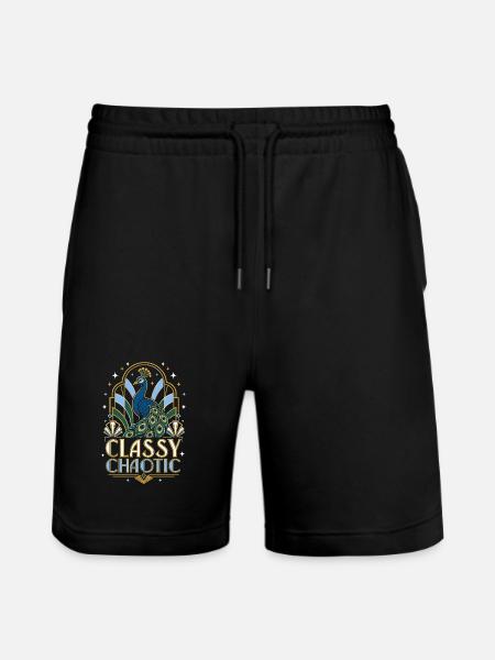 Classy Chaotic Pfau Art Deco - Stanley/Stella Unisex Bio Joggingshorts Trainer - Schwarz