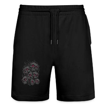 Flaming horror skulls with glowing eyes - Stanley/Stella Trainer Unisex Organic Jogging Shorts - black - Front - Nik (191cm) & Marisol (170cm)